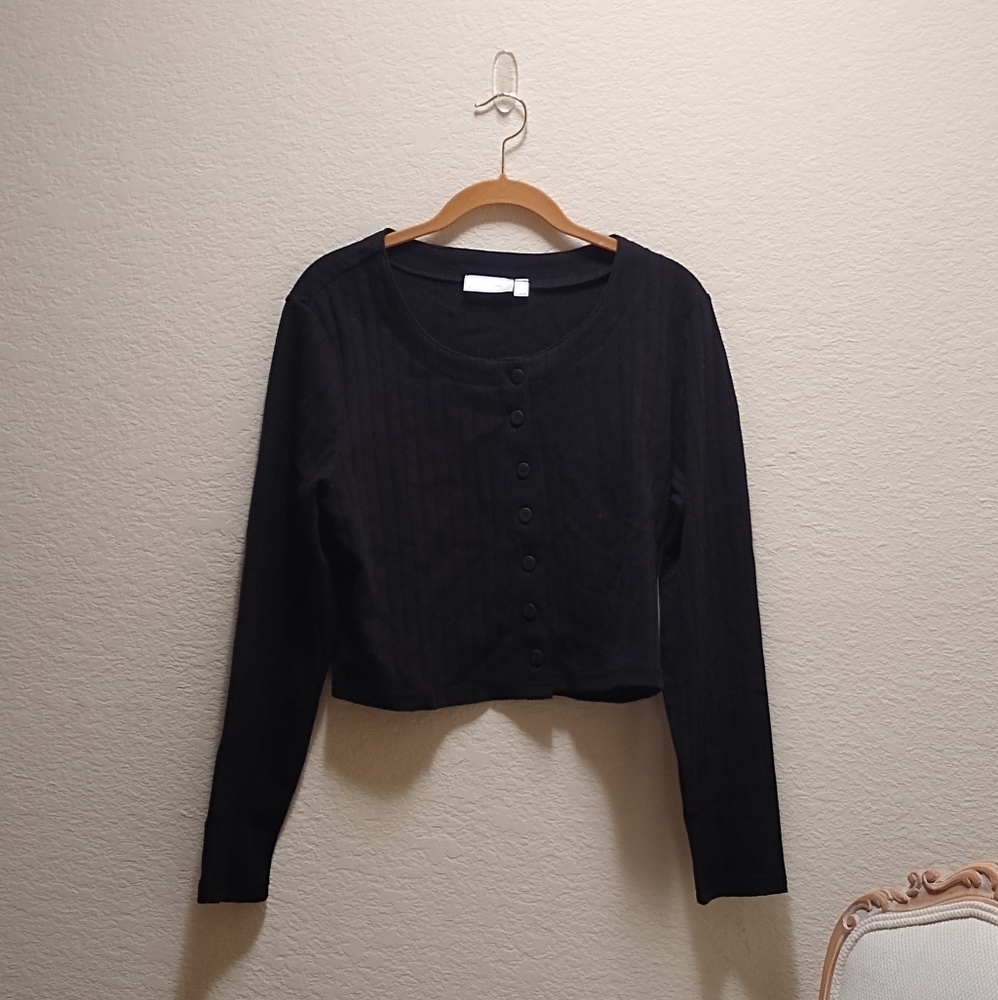 RD Style Cropped Button Up Cardigan